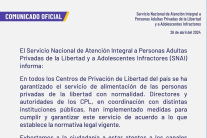 El comunicado fue emitido el 26 de abril.