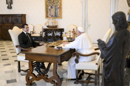 Daniel Noba en su reunión con el papa Francisco