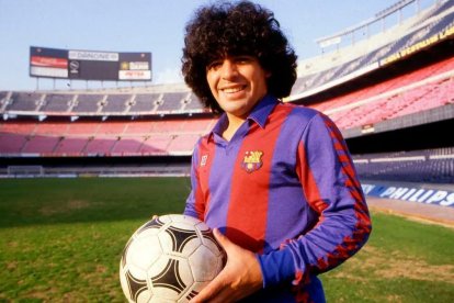 Diego Maradona en Barcelona.
