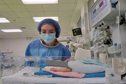 Los médicos vigilan a la bebé prematura luego de sacarla con vida del vientre de su madre asesinada en Machala.