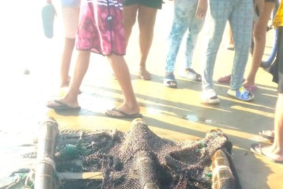 Este este pedazo de red encontraron la parte humana.