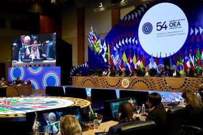 La canciller Gabriela Sommerfeld durante su intervención