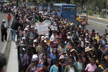 Las organizaciones indígenas marcharon por la avenida Patria, centro norte de Quito