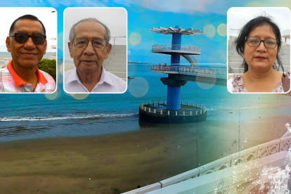 Iván Villavicencio y Remigio Rosales, del Comité Turístico, con Diana Oña, de la Asociación de Vendedores, explicaron sobre las tareas que realizan.