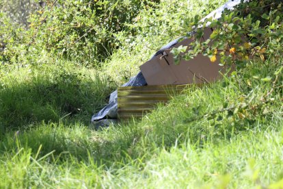 Hay también un sitio en el que alguien dormiría y ha sido montado entre la maleza.