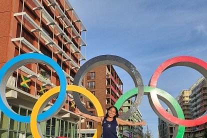 La ecuatoriana a su llegada a la Villa Olímpica.