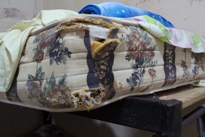 Un colchón en una de las habitaciones mostraba precarias condiciones.