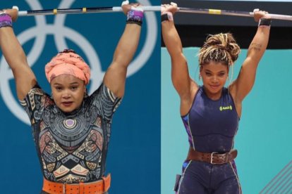 Neisi Dájomes y Angie Palacios llegan a Quito este 12 de agosto de 2024.