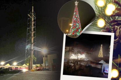 Las labores para armar el árbol navideño del Policentro comenzaron este lunes.