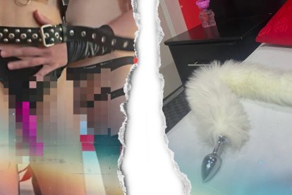 La colombiana usa un arnés con consolador y un plug anal para complacer a los hombres en el pegging.