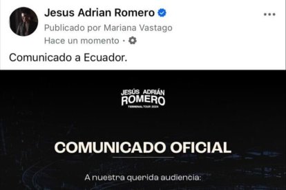 Jesús Adrián Romero canceló el concierto.