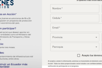 Así luce el sitio web del programa Jóvenes en Acción.