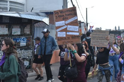 Colectivos sociales marcharon en contra de la violencia de género.