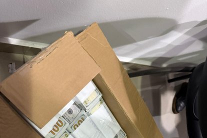 El dinero falso estaba distribuido en cartones.