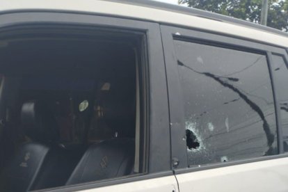 El vehículo en el que se trasladaba el alcalde.