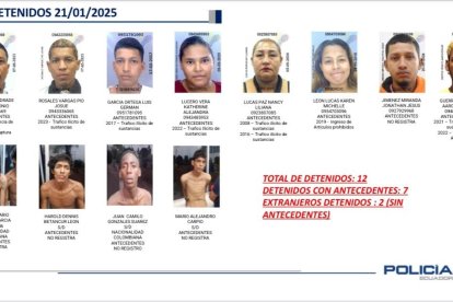 Los detenidos durante el operativo.