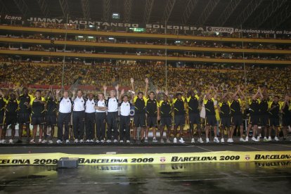 La presentación de Barcelona en el 2009 en el estadio Monumental.