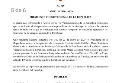 Decreto ejecutivo para encargar la presidencia.