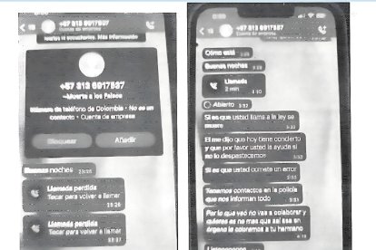 Estos mensajes hacen parte de los enviados por los criminales.