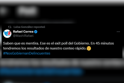 El mensaje de Rafael Correa que Luisa González compartió en la plataforma X.