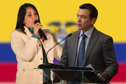Daniel Noboa (der.) y Luisa González pasan a segunda vuelta de elecciones Ecuador 2025.