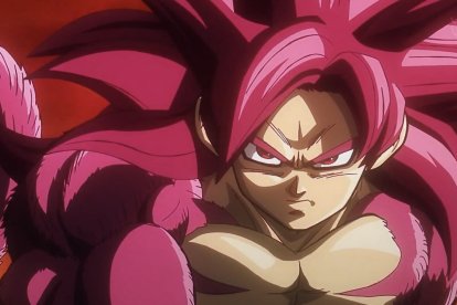 El color de la transformación de Goku es en un tono rojizo.