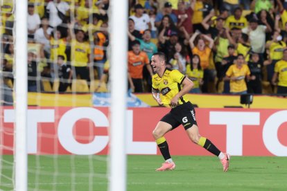 Octavio Riveros y su gol del empate de Barcelona.