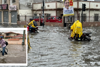 El agua se acumuló en varias avenidas de Machala.