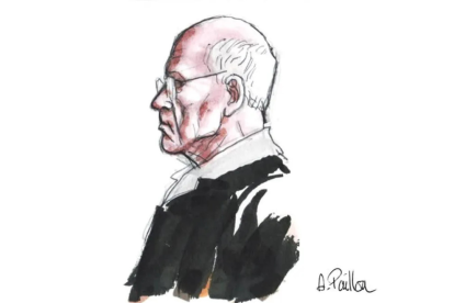 Retrato realizado cuando fue a juicio en 2020 por otro caso de abuso sexual