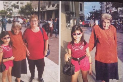 Maritza, Mary Rose, y María Norma en un paseo familiar por el centro de Guayaquil.