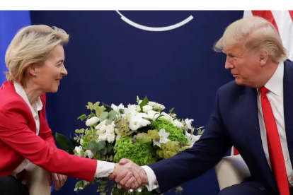 En 2020, von der Leyen y Trump, tuvieron su primera reunión donde se mostraron cautamente optimistas en relación al tema de los aranceles