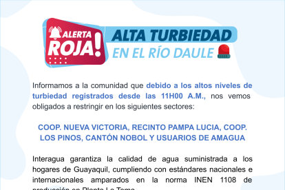 Comunicado que pasó Interagua a los medios.