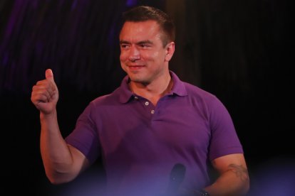 Daniel Noboa celebró su triunfo en Olón.