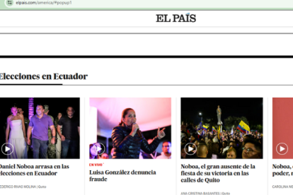 Así reportó las elecciones de Ecuador el diario El País.