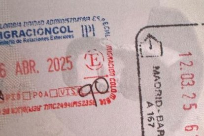 El pasaporte de Diego Borja registra el ingreso regular a Colombia, el 16 de abril de 2025.