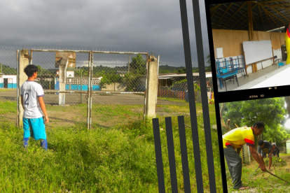 En varias comunidades de la península de Santa Elena hacen mingas para mejorar las escuelas afectadas por la temporada invernal.