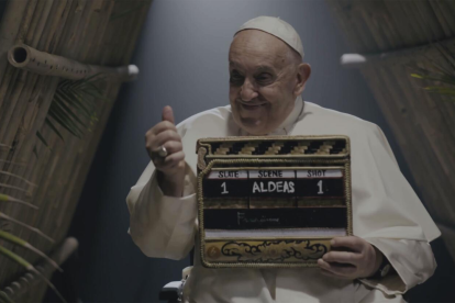Esta imagen, cortesía de Aldeas Scholas Films, muestra al Papa Francisco.