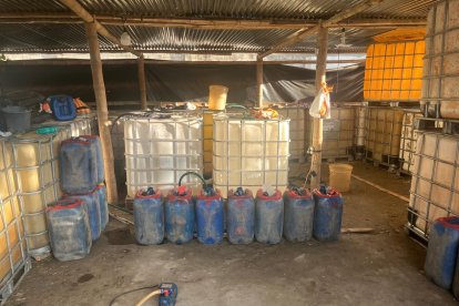 El combustibe hallado en el cantón fronterizo.