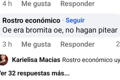 El comentario de Rostro Económico en Facebook.