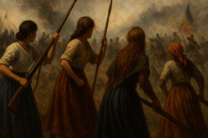 Representación artística de las guarichas, mujeres que acompañaron a las tropas libertarias.