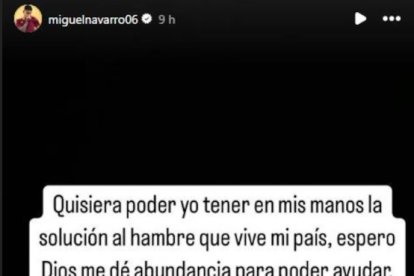La denuncia que hizo en su estado de Instagram Miguel Navarro