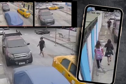 En la grabación se ve cuando el hombre se acerca a las estudiantes.