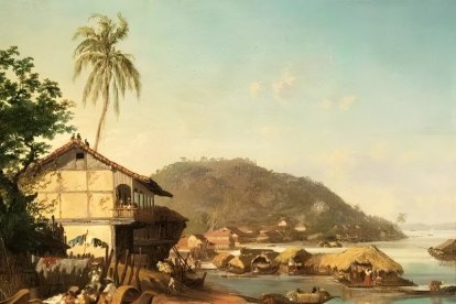 Ilustración del Puerto de Guayaquil realizada por Ernest Charton.