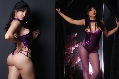 El cuero en prendas tipo body son ideales para dentro y fuera de cama. Combina el look con medias tipo red.