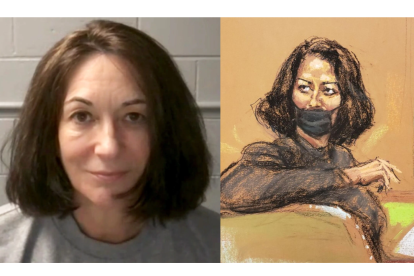Así luce actualmente Ghislaine, y el retrato de la derecha es el periodo en el cual recién inició su juicio