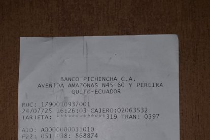 El comprobante que se encontró como evidencia