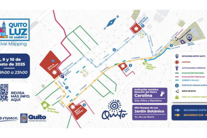 Este es el croquis de los lugares en los cuales se podrá disfrutar de este interesante festival mapping