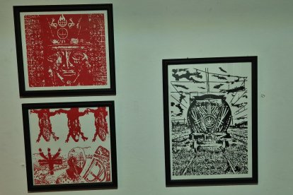 El dubujo y la serigrafía ocupan un lugar importante en la muestra 'Ácronos' de Marcos Sáenz