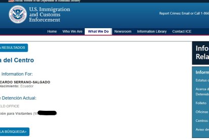 José Serrano aparece en la base de datos del ICE de los Estados Unidos.