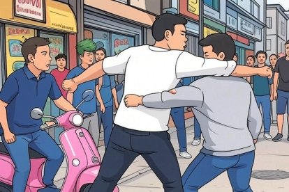 Ilustración de la pelea realizada con inteligencia artificial.